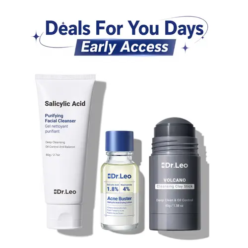Dr.Leo 3-Step Acne Routine Set | Fast Pimple Spot Treatment +  Unclog Pores + Reduce Breakouts + Oil Control | Clay Mask Stick + Salicylic Cleanser + Drying Lotion #mothersdaygift #DealsForYouDays,beachoutfits