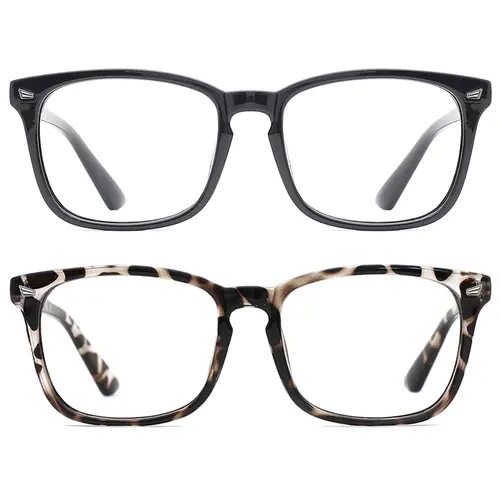 Blue Light Blocking Glasses for Men Women Rectangular Frame Anti Eyestrain & UV Glare Trendy