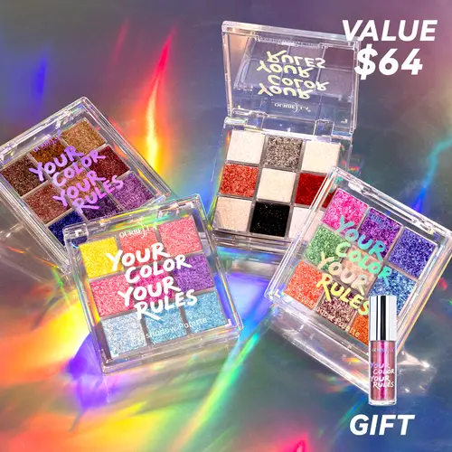 Ourbella Duochrome 9 Shades Eyeshadow Palette 4-Piece Bundle Set with gift, Sparkly Iridescent Shimmer Makeup, Super Smooth Formula & HIghly Pigmented Make-up, Color-shifting Eyeshadow, Eyeshadow Make-up bundle set,TikTokShopFallDealsForYou