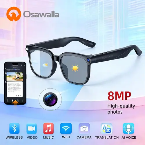 2026 New Smart AI Camera Glasses with8MP Camera Glasses,1080P Anti-Shake Video Recording,Button Touch Adjustment for Travel Outdoor Adventures Hands-Free Photography 139 Languages Real-Time Translation Bluetooth Wireless Wearable Video Recording
