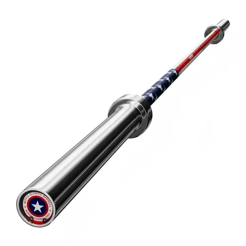RITFIT TeamUSA 20KG Olympic Steel Strength Training Bar, Ceramic-Coated Stars & Stripes, 1200LB Capacity, 6-Zone Knurled Grip, Hard Chrome Finish, Firm Control Lifting Equipment for Home Gym Full Body & Muscle Training