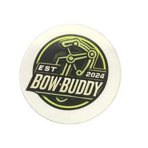 Bow Buddy Logo Stickers - Decorative Archery & Hunting Decals with Round, Shield, Mini, Bumper Styles & 4-Pack - Bow Buddy Design Adds Unique Flair, Trendy Logo Style for Modern Decor, Ideal for Anyone Looking for Personality