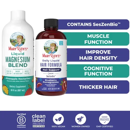 MaryRuth's Hair Care & Liquid Magnesium Bundle - Daily Liquid Hair Formula 16 oz & Liquid Magnesium Blend 30 oz