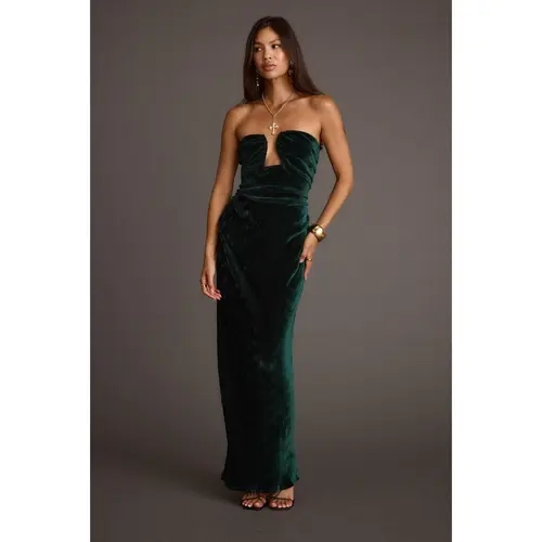 Women's Jones Emerald Velvet Corset Maxi Dress, Gorgeous Cutout Design, Statement Casual Wear