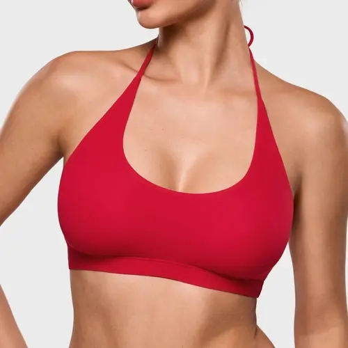 INLYRIC Women's Inbarely Soft Halter Bralette Open Back Backless Tie-Back No Padding Unlined Scoop No Underwire Bra