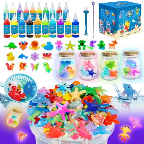 JOYSPOT Magic Water Elf Toy Kit Non-toxic and safe for Imaginative Craft Play,  Colored Gel,  Molds, Halloween Gifts, Christmas Gifts, Toy Gifts, Party Favors, Family Friendly DIY STEM Projects for kids