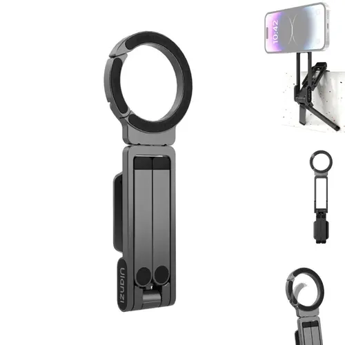 ULANZI MA38 Folding Magnetic Mobile Tripod Mount for iPhone 13-18, MagSafe-Compatible Aluminum Vlogging Gear with Double-Sided Strong Magnet, 1/4'' Arri Locating Hole, Foldable Hook, Ball Heads for Filming Setup (Wireless Magnetic Phone Holders & Mounts)