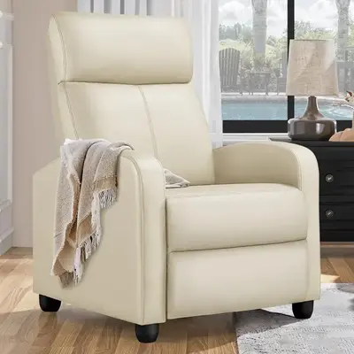 Costoffs 3-Mode PU Leather Recliner Sofa Modern Single Reclining Chair  with  Pocket Springs  Easy Clean for Bedroom Home Theater 265lb Capacity