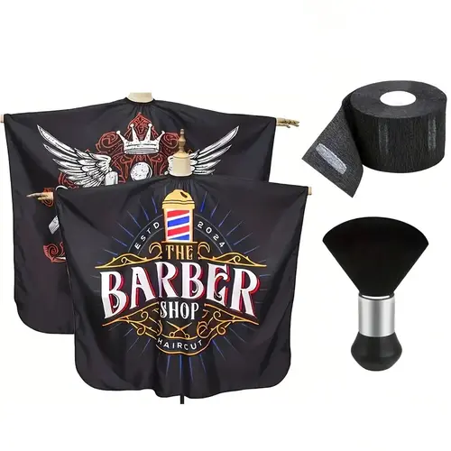 Professional Hair Salon Apron Set - 2 Pieces Haircare Supplies with Anti-Static, Non-Stick Cutting Apron, Adjustable Neck, 1 Wide-Tooth Heatless Broken Hair Cleaning Brush, 1 Disposable Elastic Neck Strap, Smooth Design