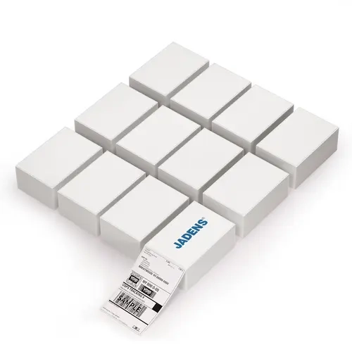 JADENS 4x6 Perforated Edge Thermal Sticky Labels (6000pcs/12 Stacks, 500pcs per Stack) - Waterproof, BPA/BPS-Free Commercial Grade for GR Series, Shipping Label Printer & Most Compatible Devices