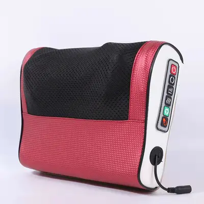 Electric Neck and Back Massage Pillow with Shiatsu Deep Tissue Massager Dual Heads Heat Therapy Portable Ergonomic Design for Relief