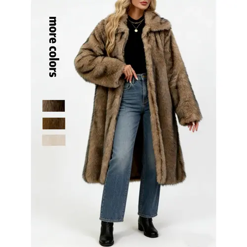 VVZ Women's Long Length Warm Faux fur Coat for Fall and Winter Soft Cozy Full Coverage Design Womenswear Outerwear TikTokShopHolidayHaul Jackets