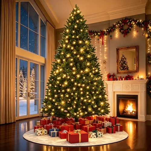 LEVELEVE PVC Pre Lit Christmas Tree - UL-Certified 3D Premium Classic Artificial Tree, Warm LED Ball Lights, Decorative Ornaments, Hinged Metal Frame, 3-Bolt Locking System, Secure Durable Christmas Decoration Supplies & Room Decor