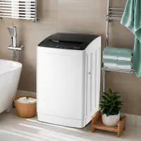 ROVSUN 17.8/25/30LBS Washing Machine, Full-Automatic Portable Washer with Stainless Steel Drum, Electric Laundry Machine, Washer and Spin Dryer Combo with Drain Pump for Home, Apartment, Light Grey