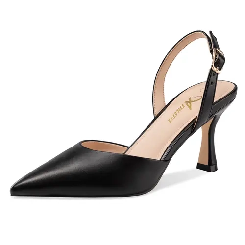 Athlefit Women's Chic Elegant Closed Pointed Toe Low Heel Slingback Pumps - Braid-Accent, Breathable All-Seasons Footwear, Shoes for Women for Dress, Work
