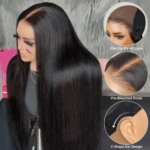 [Live Flashsale] ISEE HAIR 250% Wear Go 9*6 M-cap Straight Glueless Wigs Human Hair HD Lace Front Wigs 180% & 250% Pre Plucked Tiny Knots Glueless Human Wigs Beginners Friendly Adjustable Red Elastic Band#SoHoChic #TikTokShopBackToSchool