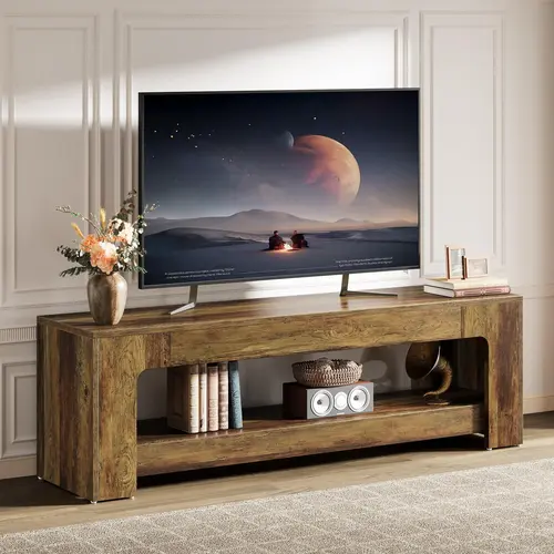 Tribesigns Rustic Brown TV Console with Storage for 55-75-Inch TVs - Farmhouse 63" Stand for Living Room