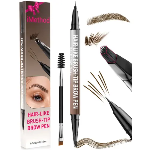 iMethod Original 4D Brush Tip Waterproof Microblading Eyebrow Pen, 2-in-1 Dual-Ended Cosmetic Pencil for Adults, Hair-like Strokes, Long-Lasting, Precisely Sculpted Brows, 3D Brow Shaping, Natural Look, #SohoChic