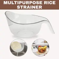 Handy Silicone Basket Rice Strainer with Handle - Sturdy BPA-Free Transparent Plastic Kitchen Utensils for Draining Vegetables, Fruits, Cheese