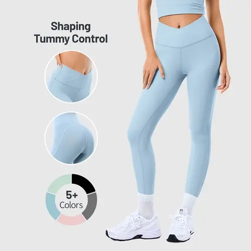 InnoMint Women's Cross Waist Fitted Workout Leggings - High-Waisted, High-Elastic Push-Up Stretchy Soft Knit Sculpting Performance Tights with Tummy Control Pouch, Knit Sports Pants for Yoga, Running, Soft Fitness Wear