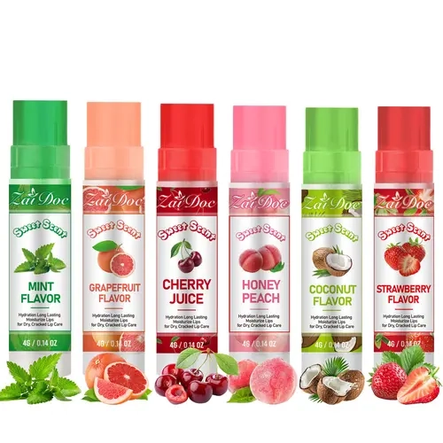 Zaidoc 6-Flavor Nourishing Crystal Lip Balm Collectible Set (03#Coconut, 04#Mint, 06#Strawberry, Grapefruit, Cherry, Assorted Fruit Notes) - Daily Moisture, Hydration, Crystal Balm Shine (Beauty & Personal Care Lip Treatment)