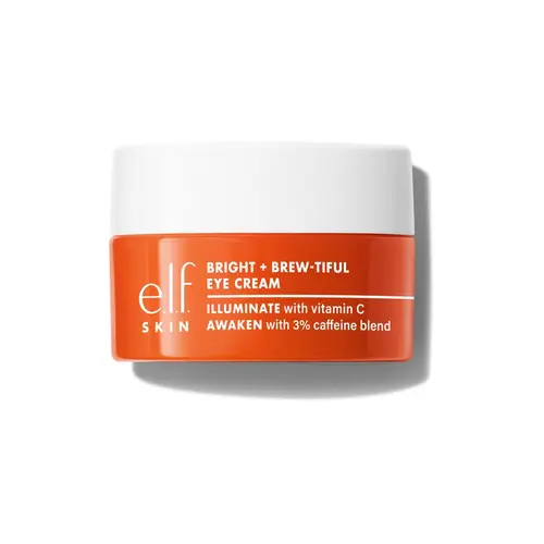 e.l.f. SKIN Bright + Brew-tiful Eye Cream - 3% Caffeine + Vitamin C, Helps Reduce Dark Circles & Puffiness, Brightening Under Eye Cream, Full & Travel Sizes