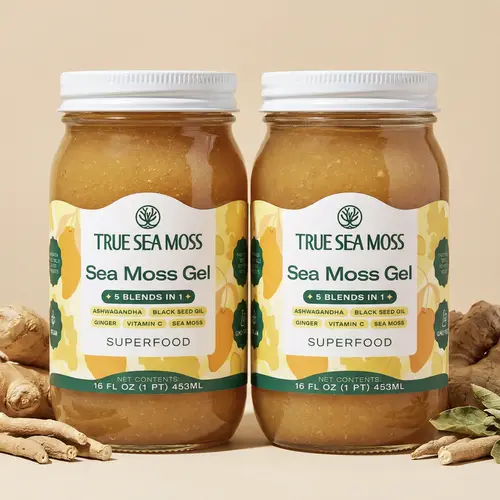 True Sea Moss 5in1 Irish Sea Moss Gel 2 Jars – Rich in Essential Minerals & Vitamins – supports overall wellness and vitality