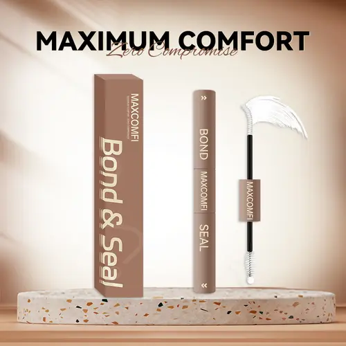 MaxComfi Lash Bond and Seal Cosmetic Kit - Latex-Free Waterproof Liquid Lash Adhesive with Biotin, Vitamin E, Hypoallergenic Polyacrylic Ester, Pool-Rainy Day Proof, Long-Lasting Hold, Easy Removal for Sensitive Eyes, Adhesion False Eyelashes & Adhesives