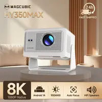 [US warehouse] Magcubic HY350MAX 900ANSI Projector Auto Focus 8K Decode Android 14 Allwinner H726 Built-in 15W HiFi Speaker Dual WiFi6 BT5.4 Native 1080P 1.0:1 short Throw Portable Smart Projector For Home Cinema Movie Night #tiktokshopstockup