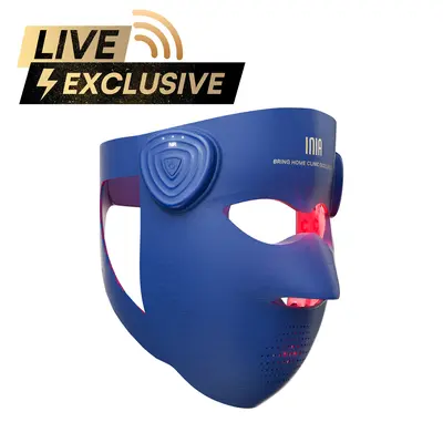 【LIVE EXCLUSIVE】INIA GLOW 940 nm 4D LED Mask – Dual NIR 940 + 850 nm Deep Penetration for Deeper Repair, Visible Lift & Lasting Radiance, 4D Fit for Jawline Lift & Firm, Cooling Therapy, Wireless Comfort, Summer Beauty Gift Ideas