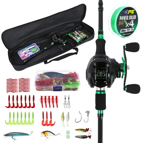 Full Lure Rod and Water Drop Reel Set, Portable Telescopic Carbon Fishing Rod Set with Bait, PE Line and Accessories, Fishing Equipment