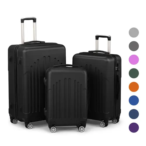 Ubesgoo 3-Piece Hardside Luggage Set - ABS Plastic Shell (Shrugs Off Daily Bumps), TSA Locks, 4 Silent Rollers, Mesh Zip Luggage Compartment, 20"/24"/28" Sizes (25.6"x15.8"x10.2" Max), Easy to Carry (Carry-On/Check-In)