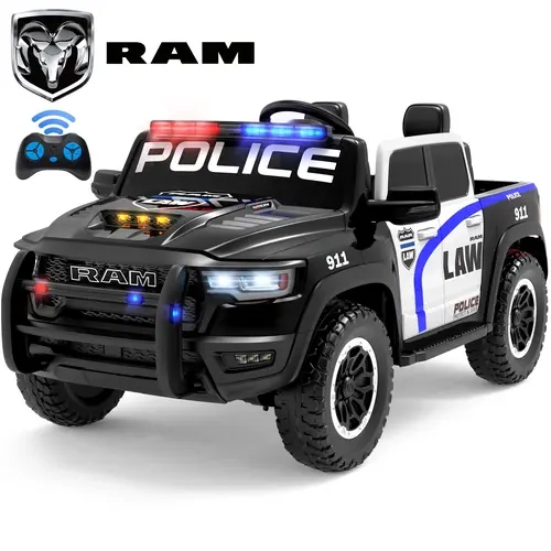 Segmart 24V Licensed RAM 1500 RHO 2-Seater Electric Police Truck for Kids with Remote Control, Siren Sounds, Walkie-Talkie & LED Lights | Fun Ride-On Toy for Toddlers & Big Kids