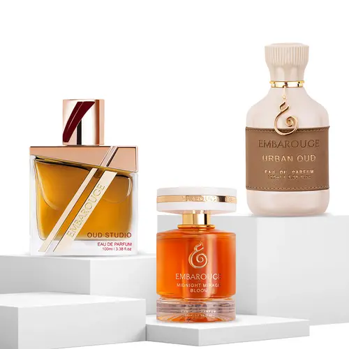 Oud After Hours by Embarouge | Perfume Combo Gift Set | 3×100 ml (3.4 Fl.oz.x3) | Urban Oud, Oud Studio & Midnight Mirage | Long Lasting Eau De Parfum | Vegan & Cruelty Free