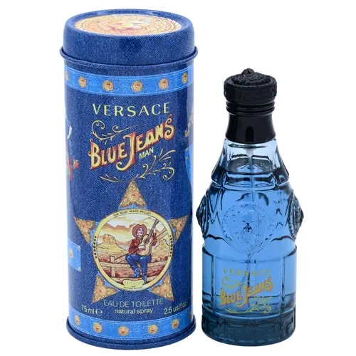 VERSACE Blue Jeans Men's Eau de Toilette Spray, 2.5 fl oz Aromatic Vanilla Men's Cologne with Citrus Scent, Woody-Tonka Musk Notes, Everyday Wear, Ideal for Birthday Gifting & Gifts for Him (Gifts Adults Fragrances)