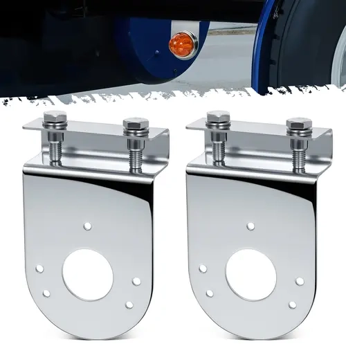 PARTsam 2x Stainless Steel Watermelon Light Under Glow Frame Brackets, 90 Degree Angled Clamp-On Mount, 90 Degree Light Throw, 2mm Thick, No Drilling Required, Universal for Semi-Trucks Pickups