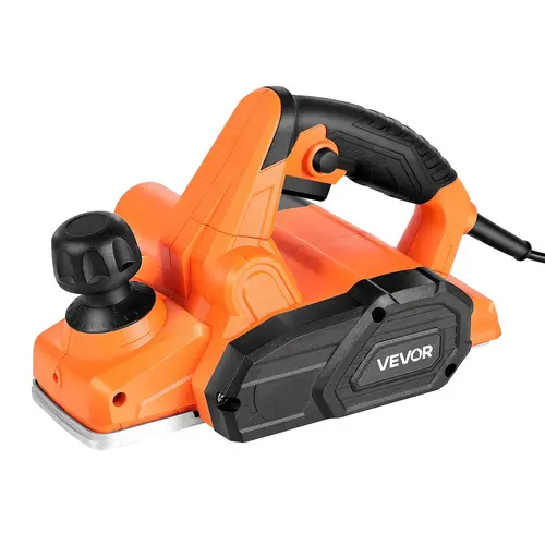 VEVOR 7-Amp Strong Motor Corded Electric Hand Planer, 3-1/4-Inch Cut Width, 16800 RPM, Adjustable Cutting Depth, 2 Extra Blades, Dual Switch, Built-In Chamfering Grooves for Accurate Chamfering, Hardware Power Tool for Woodworking