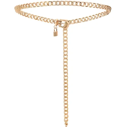 Ettika Lucky Link Waist Chain Belt 750/18K Steel Chain Gold Tone Plating 40 Inches Buckle Closure for Casual & Formal Settings Versatile Fit Easy Wear