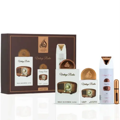 Lattafa Vintage Radio 4 Piece Gift Set With 3.4 Oz For Unisex