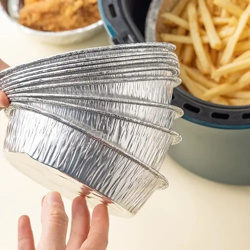 Aluminum Foil Pans [8" Round] x [10 Pack] with Clear Dome Lids Recyclable Disposable Containers Straight Walls for Storing, Baking, Meal Prep & Reheating Freezer Oven Safe (10 Pack, 8 inch)