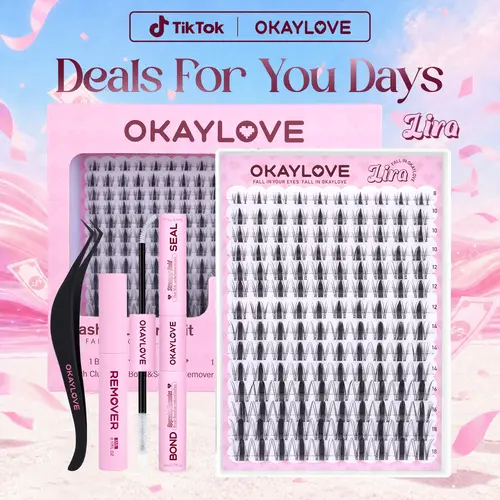 OKAYLOVE Lira Lash Clusters Kit with 1-2 Weeks Long-lasting Lash Bond and Seal, Tweezers and  Eyelash Remover for DIY at Home for Natural Clean Girls Makeup Gifts DealsForYouDays