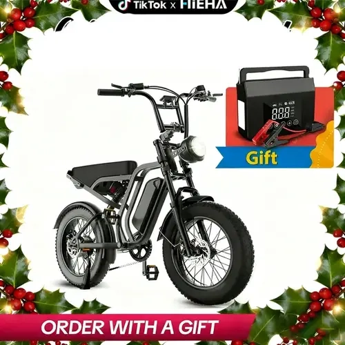 【HIEHA】All-Terrain 1500W Peak Motor Electric Bike – 34MPH Speed, 48V Removable Battery, Dual Suspension & Fat Tires for Off-Road & City Adventures, Turn Signals & Brake Light for Safety, Perfect for Mountain Trails and All-Terrain Use