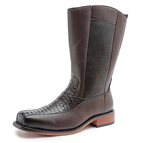 British Style Work Boots Mid-Calf Boots Men's Boots Retro Genuine Leather Boots Winter Fleece-Lined Cotton Shoes Trendy Motorcycle Boots 89118 black high daily walk christmas list  boots Footwear Closed