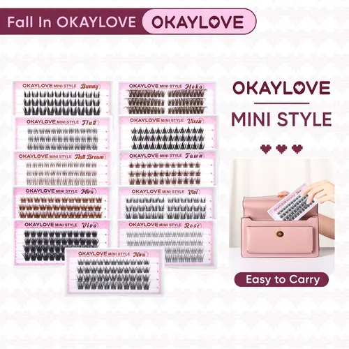 OKAYLOVE Travel Size Mini Fluffy Lash Clusters Pack - 0.07mm Lightweight CD Curve Cosmetic Eyelash Extensions for Natural Short Lashes, Makeup Eyelashes Extension for DealsForYouDays