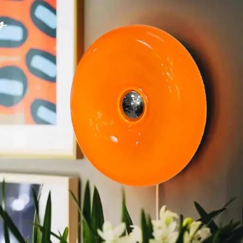 Rechargeable Orange Donut LED Lamp - Plastic Shade Retro-Modern Home Light, 3-Color Dimmable Bedroom Bedside/Table/Wall Sconce, Whimsical Home Decor Items, Cool Room Decor, LED Lights