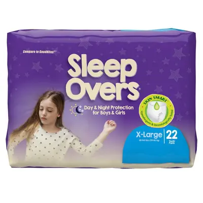 Cuties Sleep Overs Youth Youth Absorbent Underwear X-Large 85 to 140 lbs. SLP05303, 88 Ct