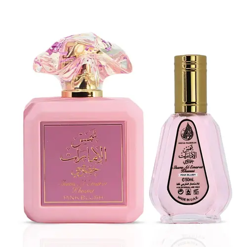 Pink Blush Shams Al Emarat Khususi Eau de Parfum Spray 100ml (3.4oz ) & 50ml (1.7 oz) by Ard Al Zaafaran (Bundle) – Pink Perfume, Women’s Perfume, Long Lasting Fragrance
