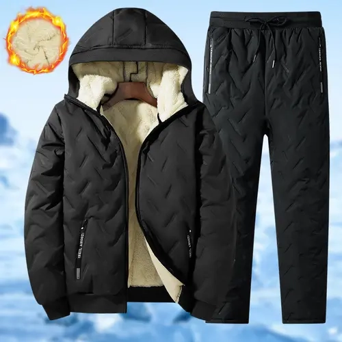 JOGWAVE Men’s 2-Piece Slim-Fit Fleece Hooded Gym Sets - Polyester-Lined Zip-Up Jacket, Straight-Leg Track Pants, Matching Set Tracksuits, Sporty Clothing, Stylish Men's Sports Sweat Suit, Fitness Apparel