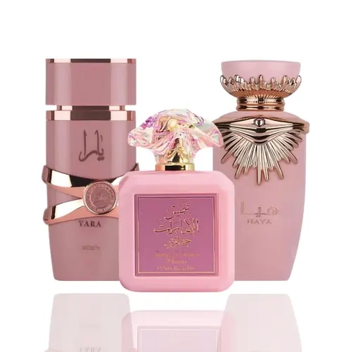 Lattafa 3-Pieces Women's Fragrance Bundle - Pink Blush Shams Al Emarat, Floral Yara Elixir, Haya, Floral Musk Fragrance, Fragrance Gift Box