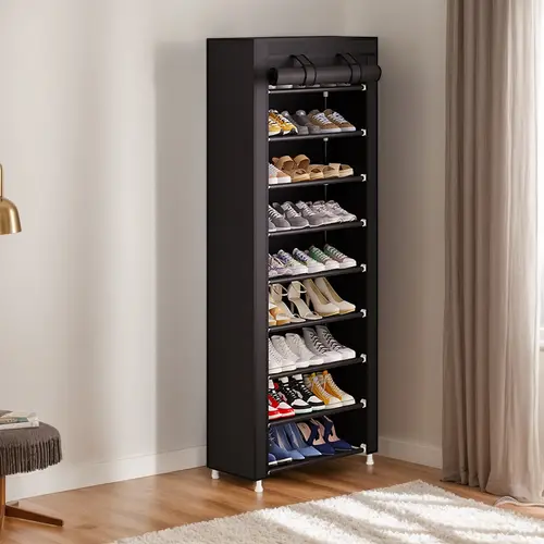 UDEAR 10-Tier Shoe Rack with 9 Compartments and Dust Cover Shoe Storage Shelving Unit, Shoe Rack Organizer #Summerwins/#fathersdaygift/#Summer garden